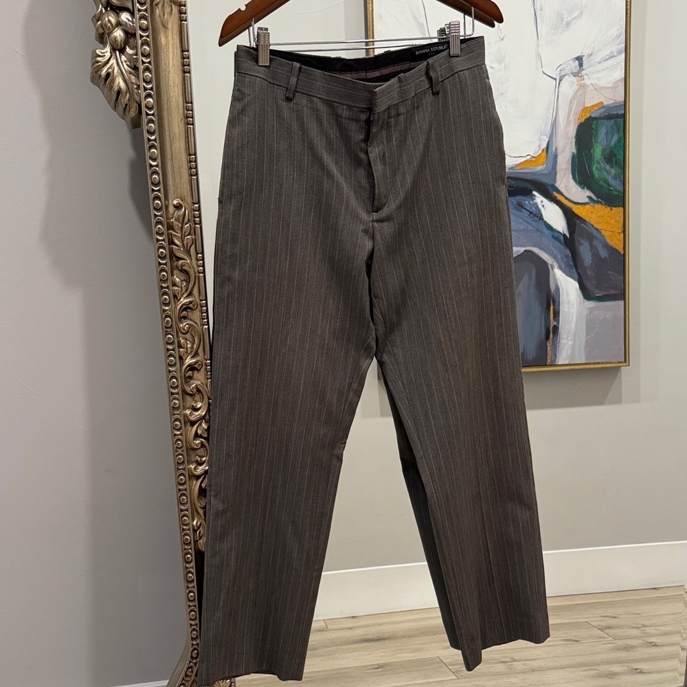 Banana Republic Gray Striped Dress Pants